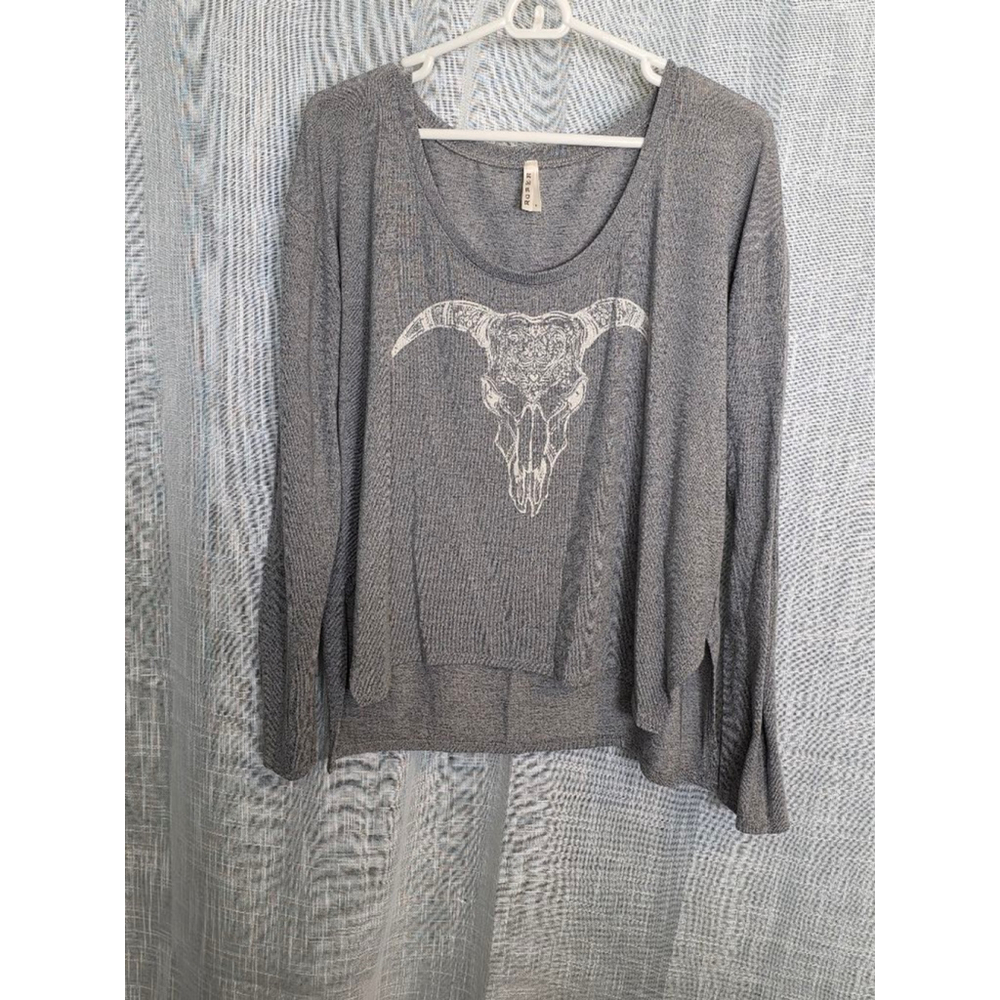 Women's Roper Gray Long Sleeve T-Shirt‎ Size L